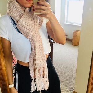 UO Knit Fringe Scarf Blush NEW